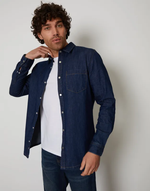 Threadbare Men's Dark Wash Denim Long Sleeve Shirt sold by Threadbare