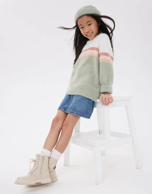 Girls' Sage Fluffy Jumper sold by Threadbare