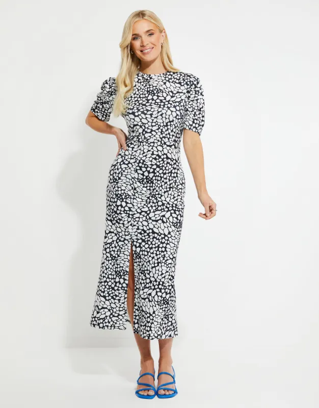 Women's Black Butterfly Wing Jersey Midi Dress sold by Threadbare