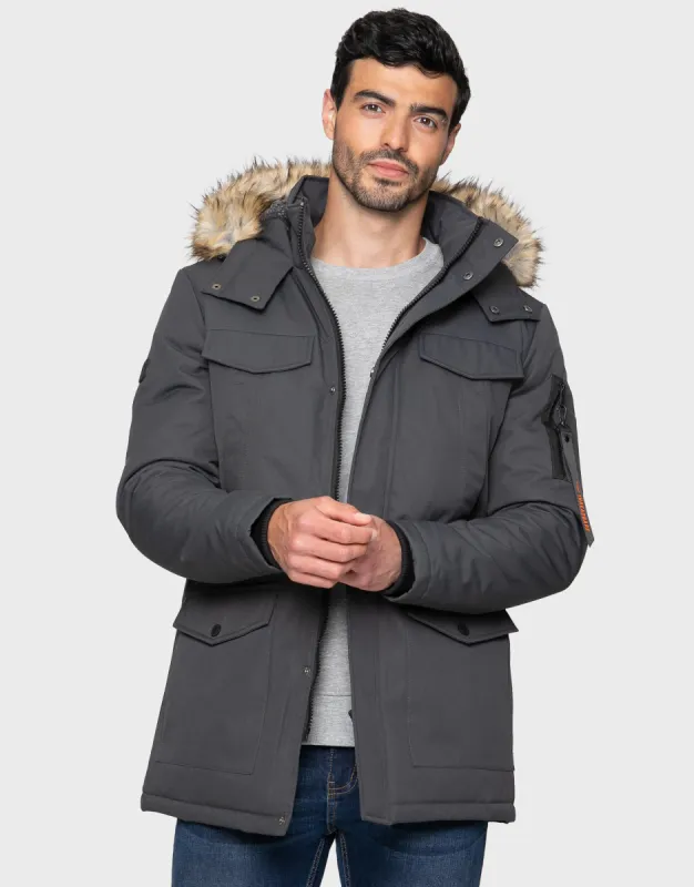 Men's Charcoal Parka Jacket sold by Threadbare
