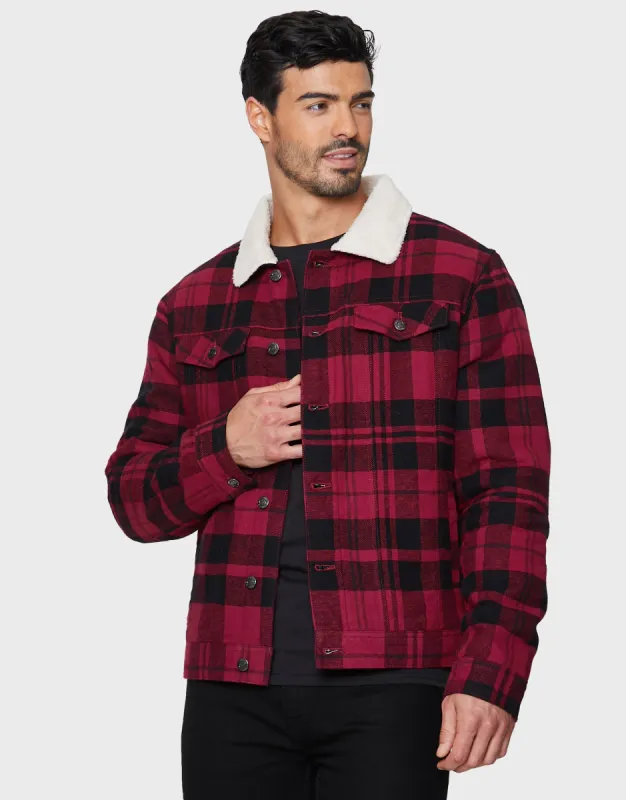 Men's Red Brushed Check Jacket sold by Threadbare