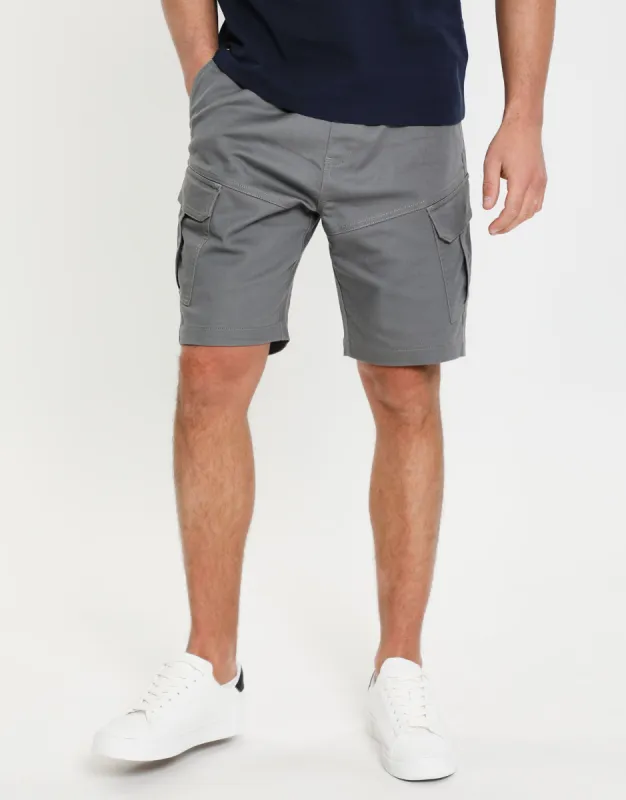 Men's Slate Stretch Cargo Shorts sold by Threadbare