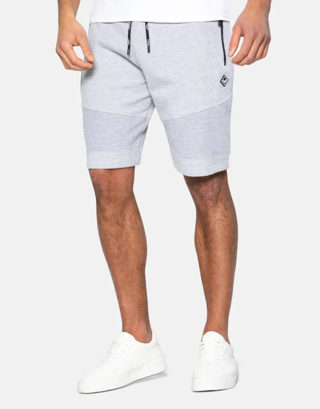 Men's Light Grey Ribbed Panel Fleece Shorts sold by Threadbare