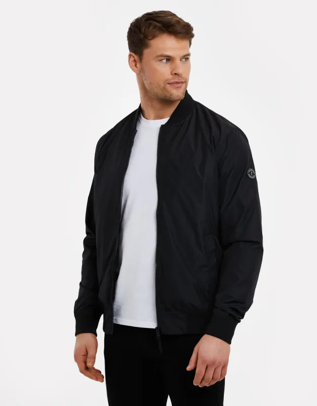 Men's Black Zip Up Bomber Jacket sold by Threadbare