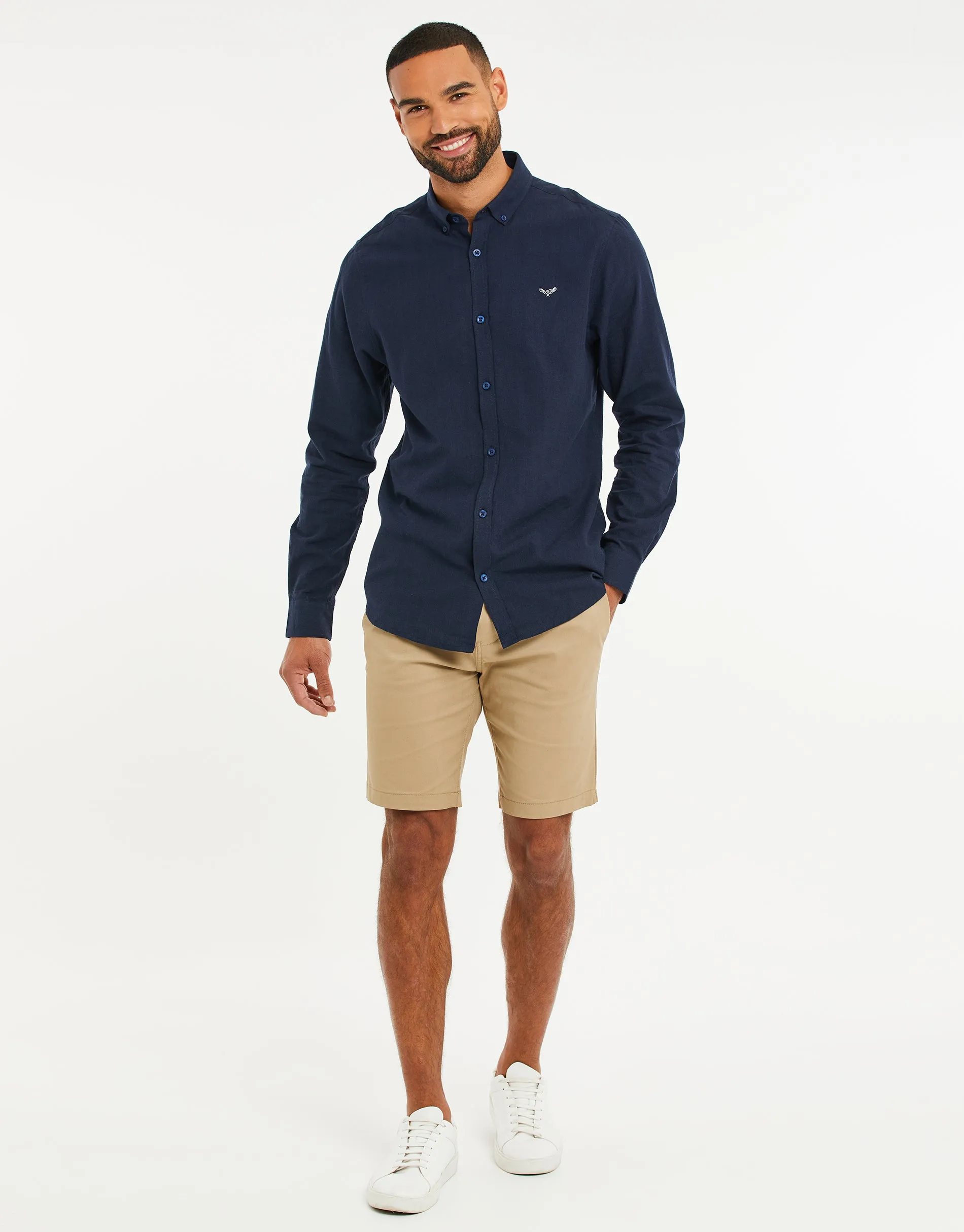 Navy Long Sleeve Linen Blend Shirt sold by Threadbare product image thumbnail 3
