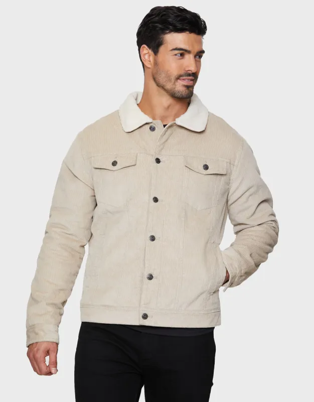 Men's Stone Plain Cord Jacket sold by Threadbare