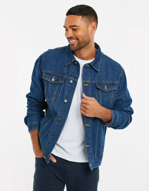 Men's Mid Wash Blue Denim Jacket sold by Threadbare
