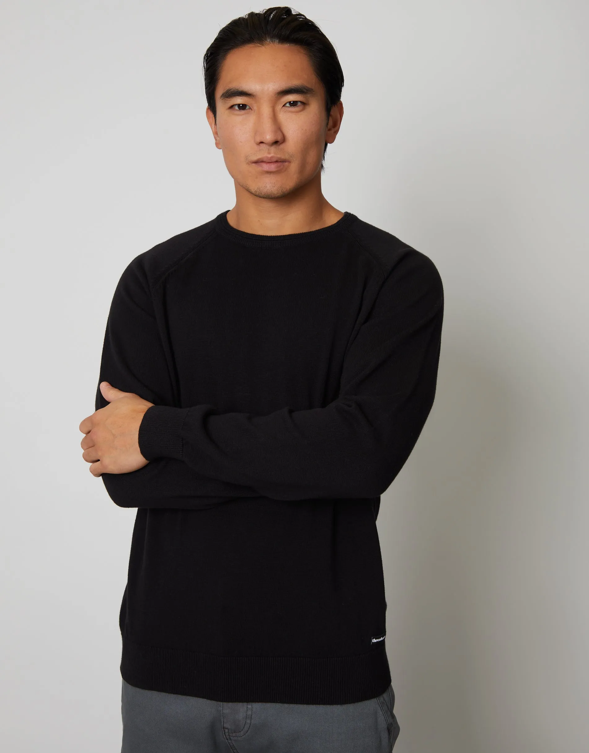 Men's Black Crew Neck Knitted Jumper sold by Threadbare