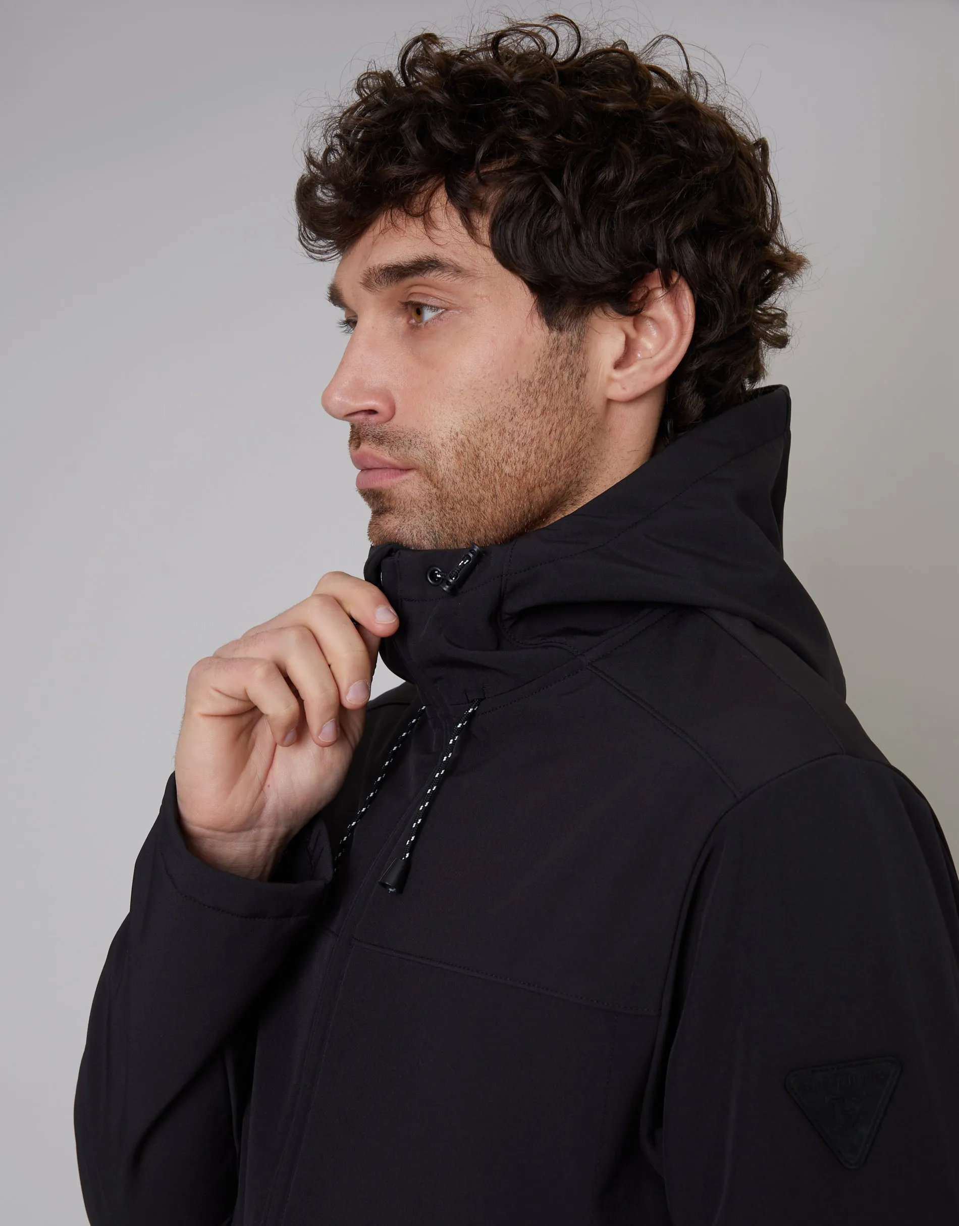 Men's Black Fleece Lined Hooded Jacket sold by Threadbare product image thumbnail 5