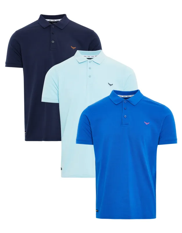 Men's Blue Short Sleeve Classic Polo Shirts (3 Pack) sold by Threadbare