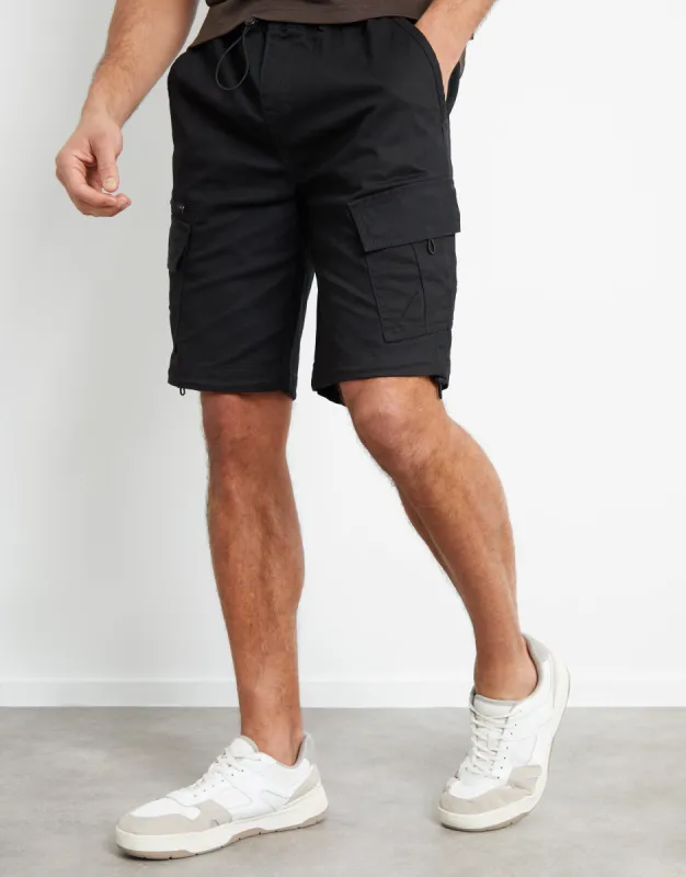 Threadbare Men's Black Utility Bungee Cargo Shorts sold by Threadbare