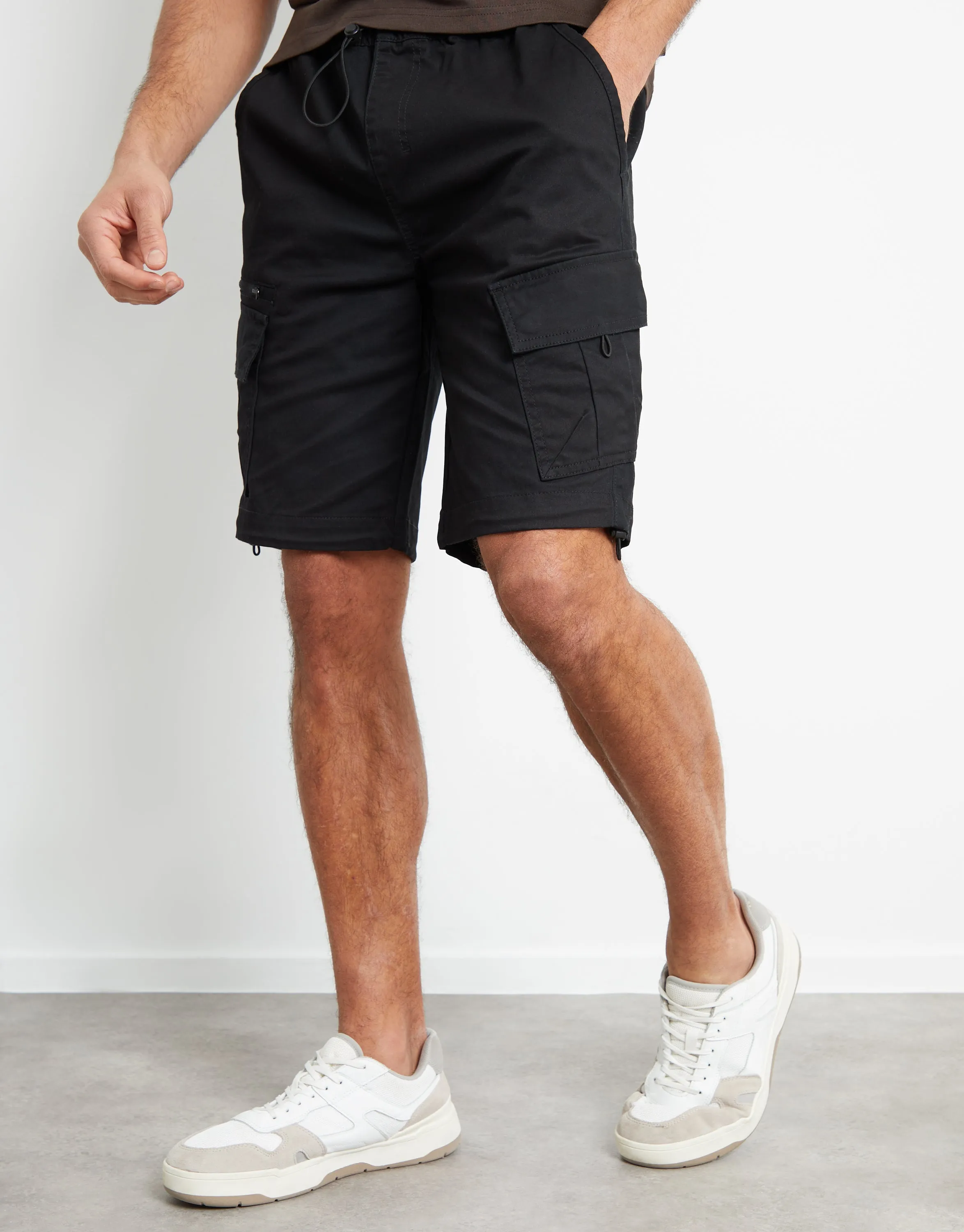 Threadbare Men's Black Utility Bungee Cargo Shorts sold by Threadbare