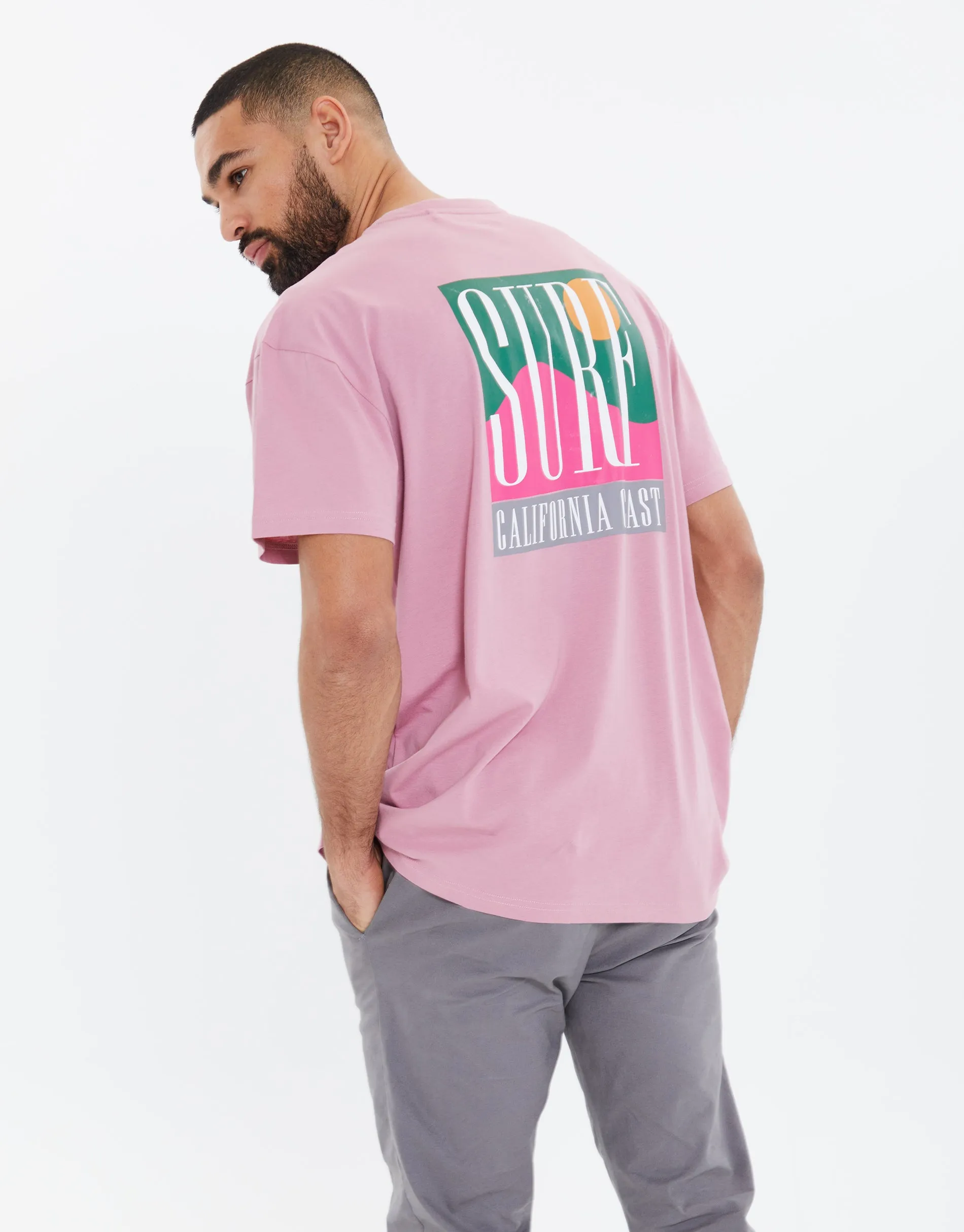 Men's Vintage Pink Surf Graphic Oversized T-Shirt sold by Threadbare product image thumbnail 2