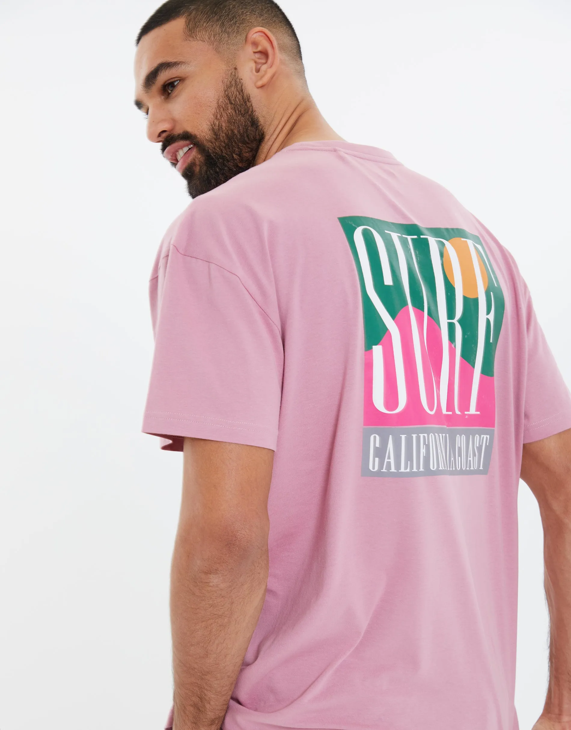 Men's Vintage Pink Surf Graphic Oversized T-Shirt sold by Threadbare product image thumbnail 4