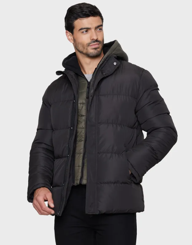 Men's Black Padded Jacket sold by Threadbare