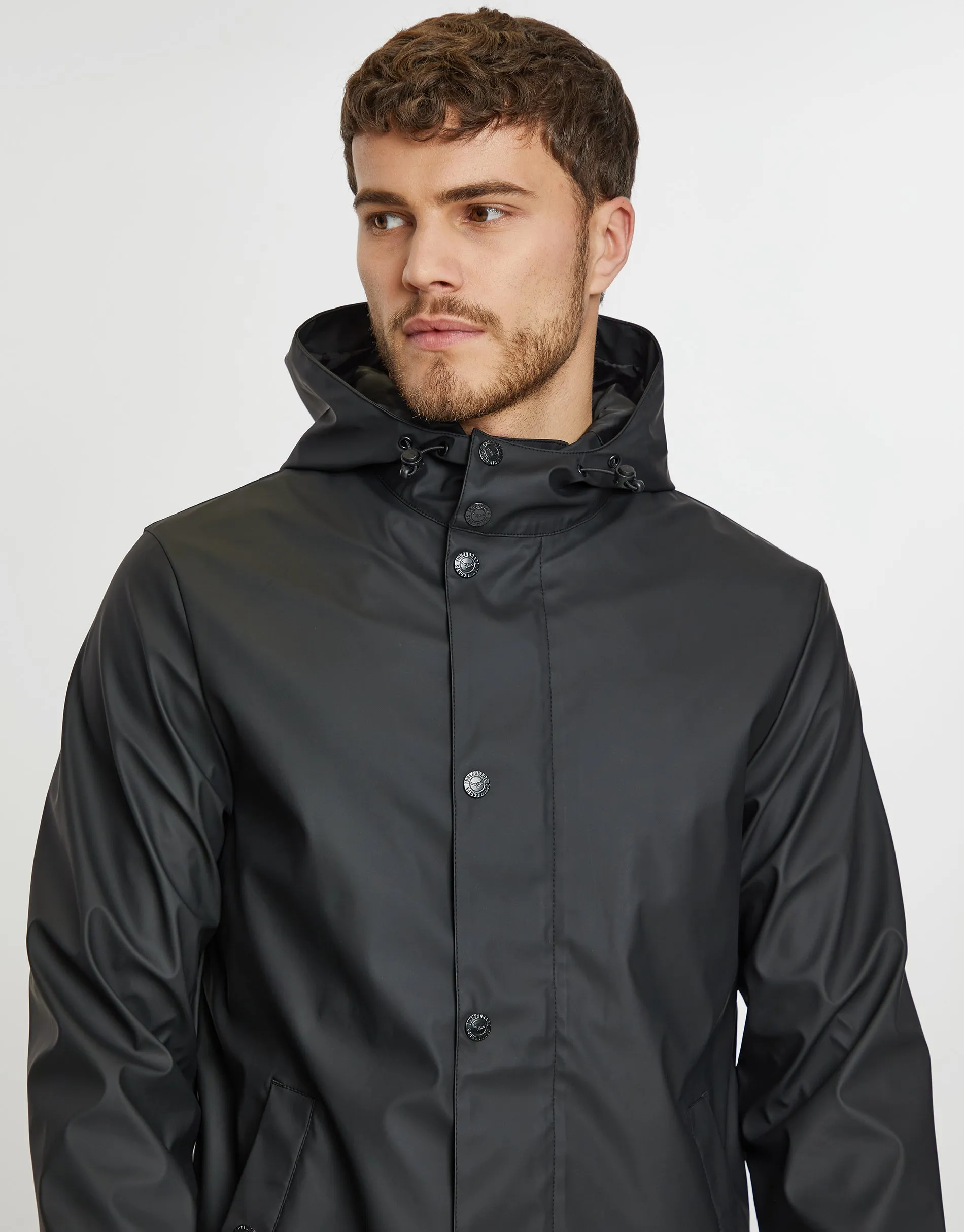 Men's Black Hooded Showerproof Mac sold by Threadbare product image thumbnail 4
