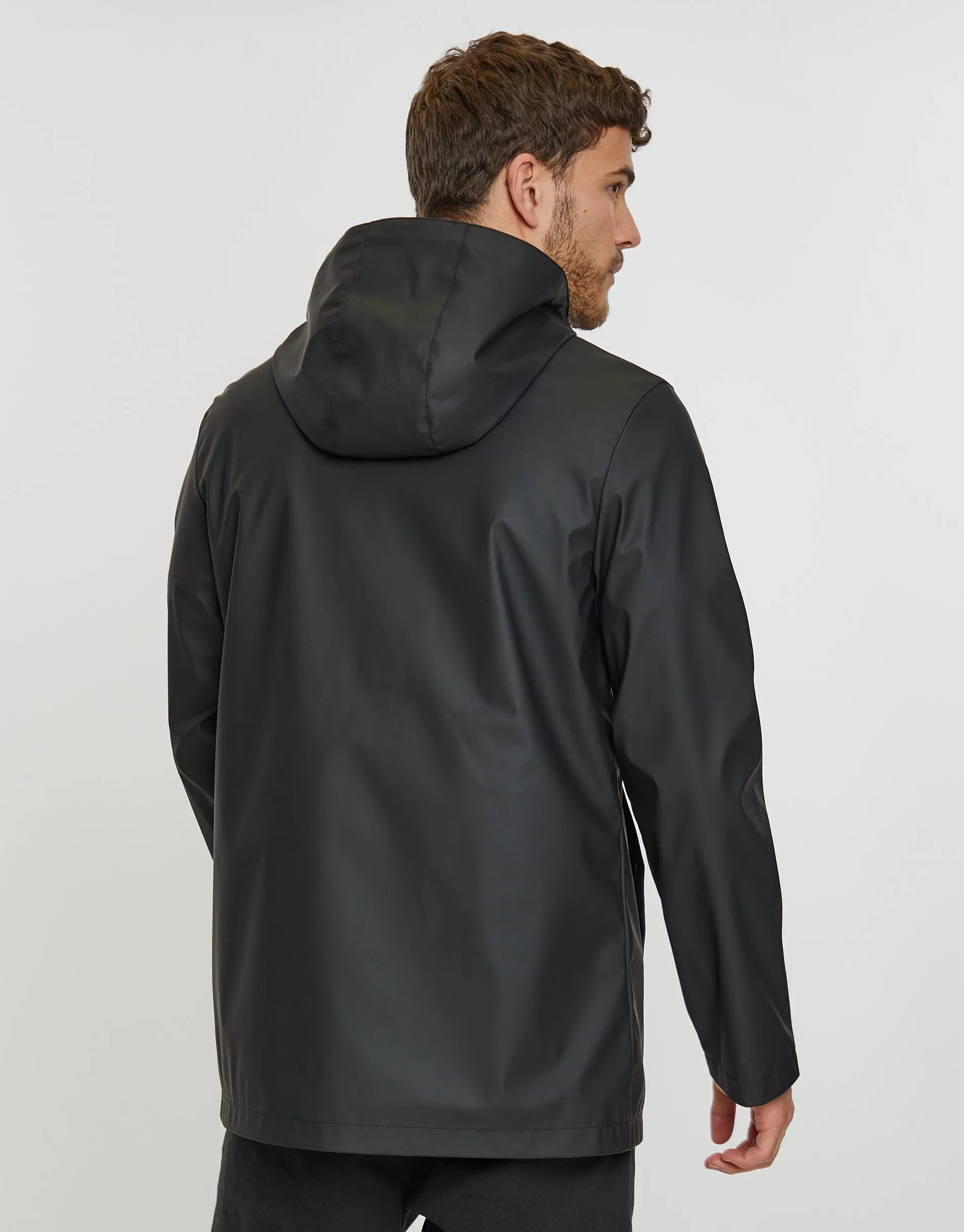 Men's Black Hooded Showerproof Mac sold by Threadbare product image thumbnail 2