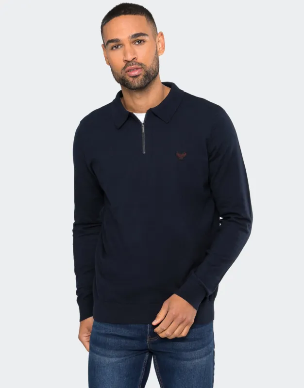 Men's Navy Polo Jumper sold by Threadbare