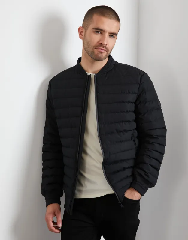 Men's Black Padded Bomber Jacket sold by Threadbare