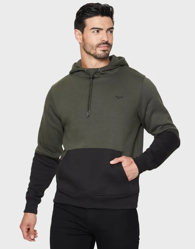Men's Dark Khaki Fleece Hoodie sold by Threadbare