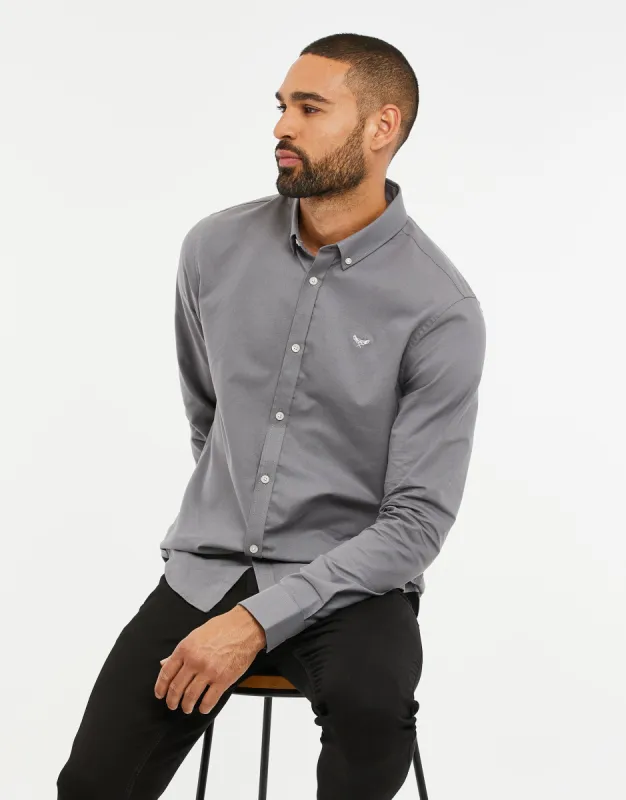 Threadbare Men's Slate GreyCotton Long Sleeve Slim Fit Shirt sold by Threadbare