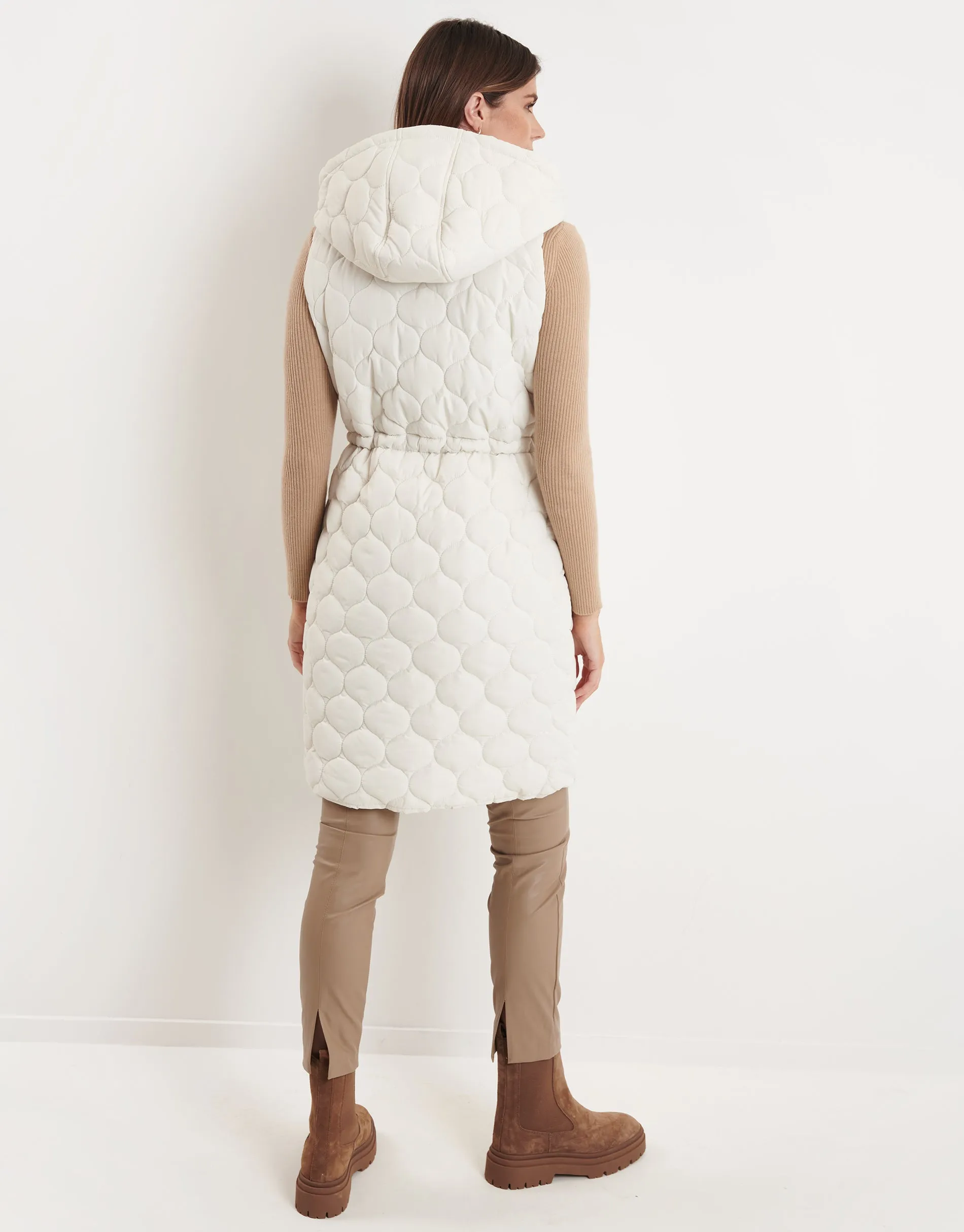 Women's Cream Longline Quilted Gilet sold by Threadbare product image thumbnail 3