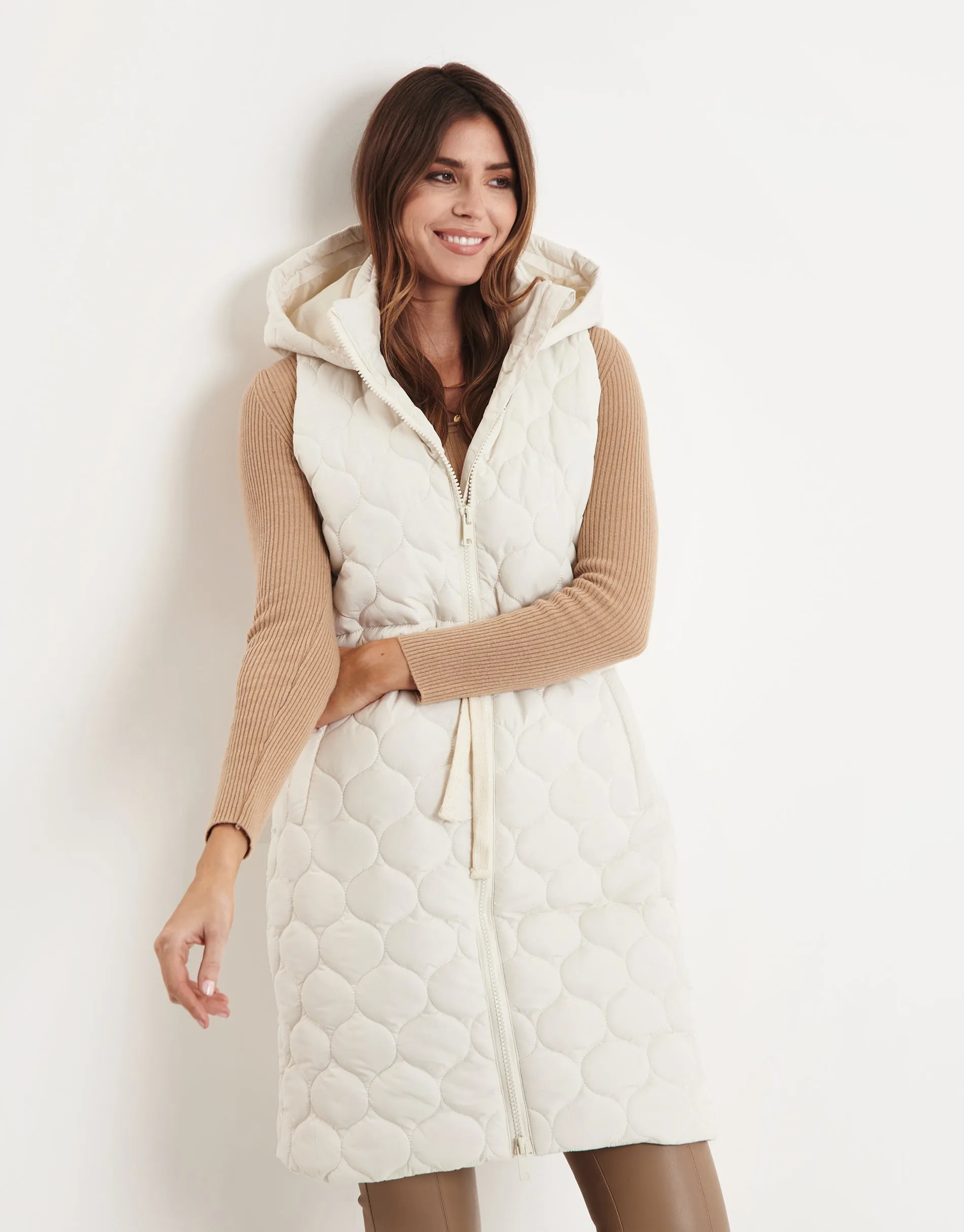 Women's Cream Longline Quilted Gilet sold by Threadbare product image thumbnail 2
