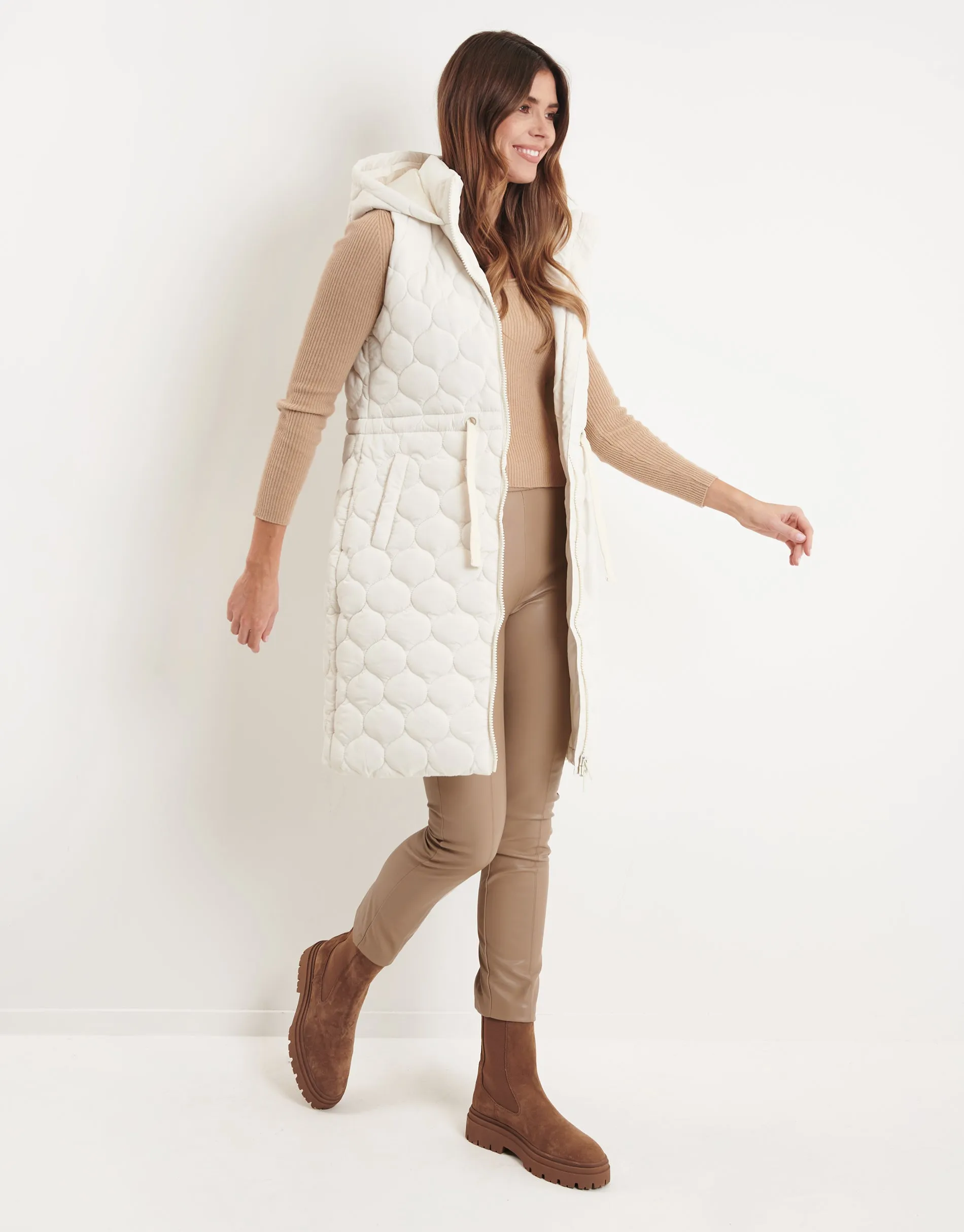 Women's Cream Longline Quilted Gilet sold by Threadbare product image thumbnail 4
