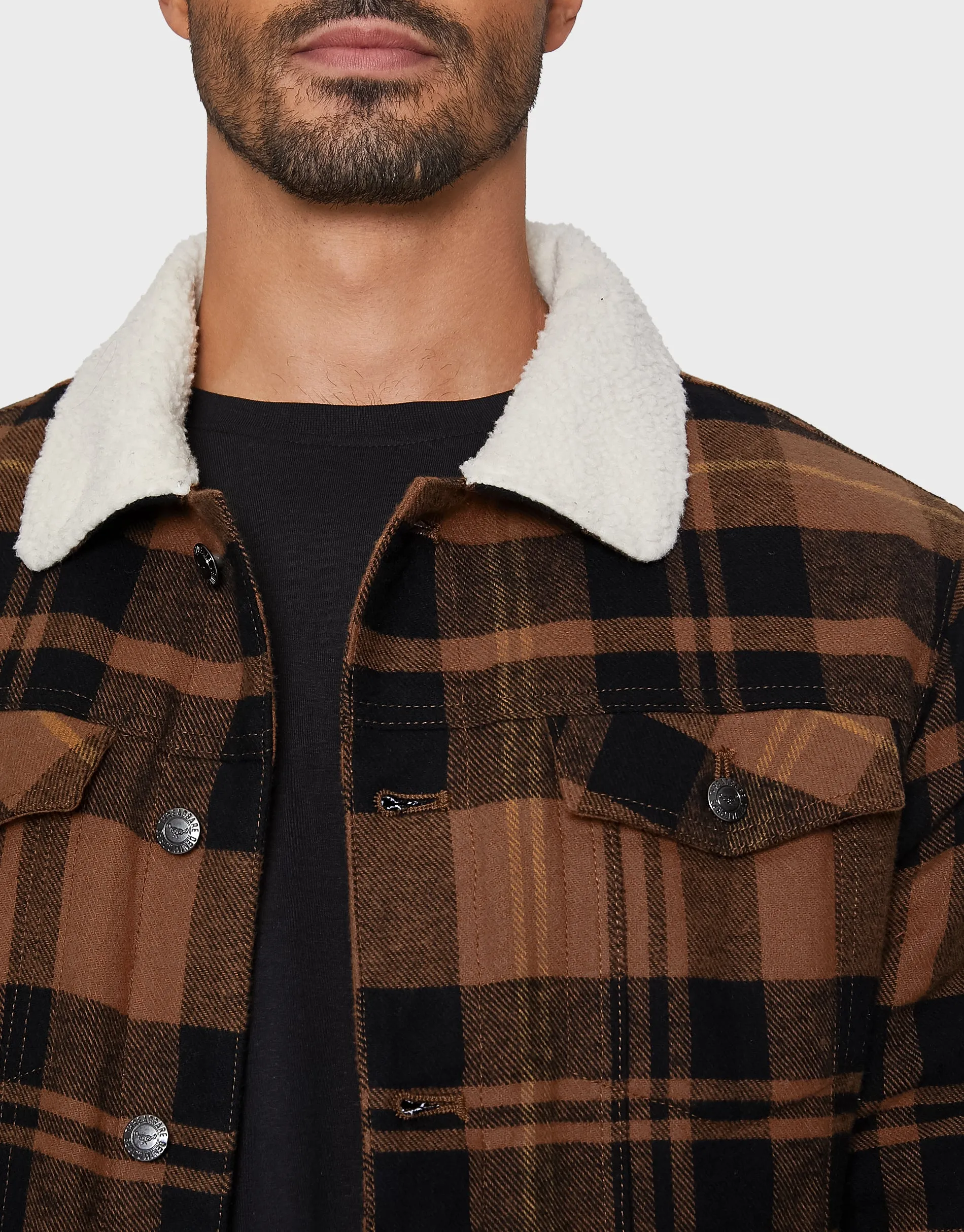 Men's Brown Brushed Check Jacket sold by Threadbare product image thumbnail 5