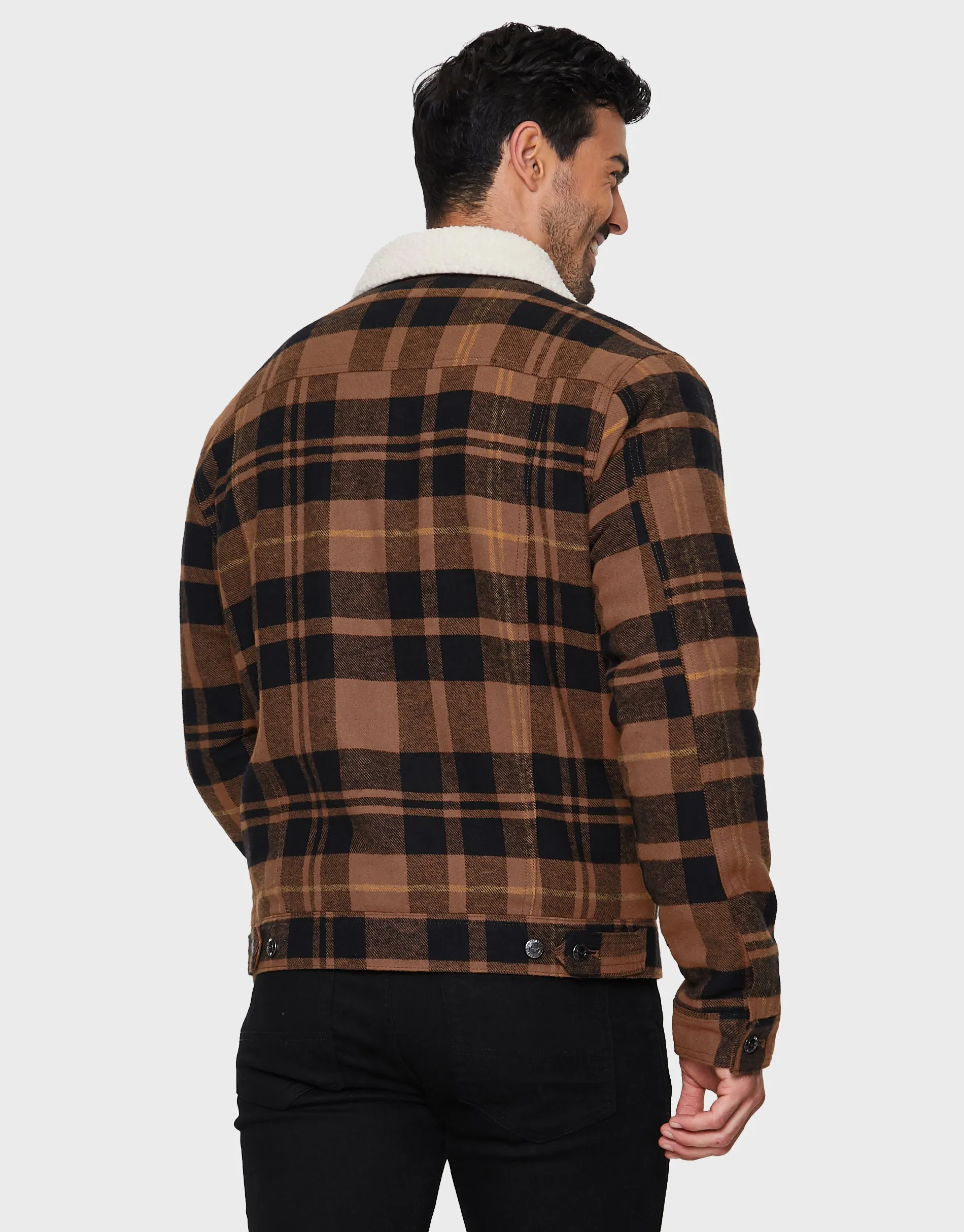 Men's Brown Brushed Check Jacket sold by Threadbare product image thumbnail 3