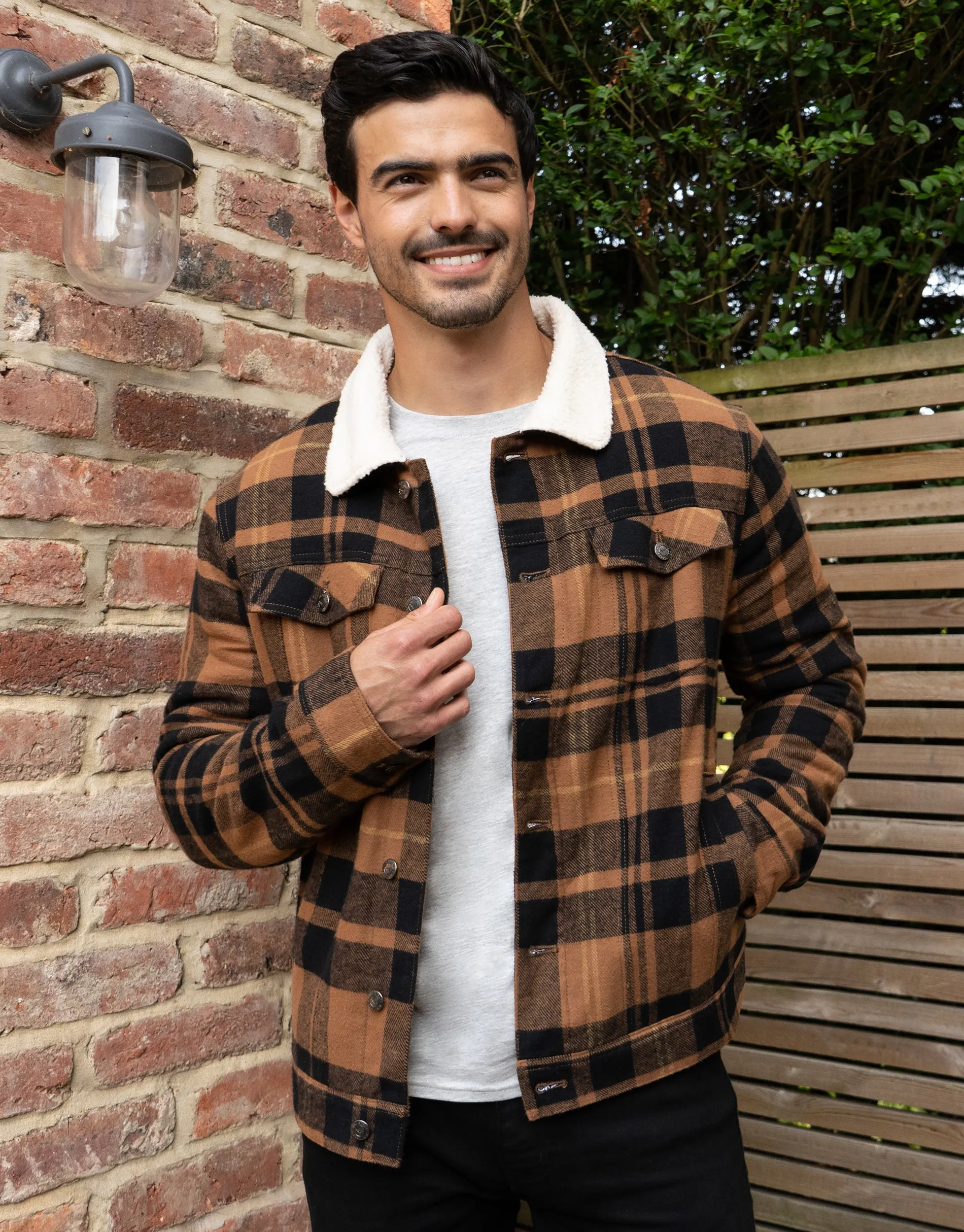 Men's Brown Brushed Check Jacket sold by Threadbare