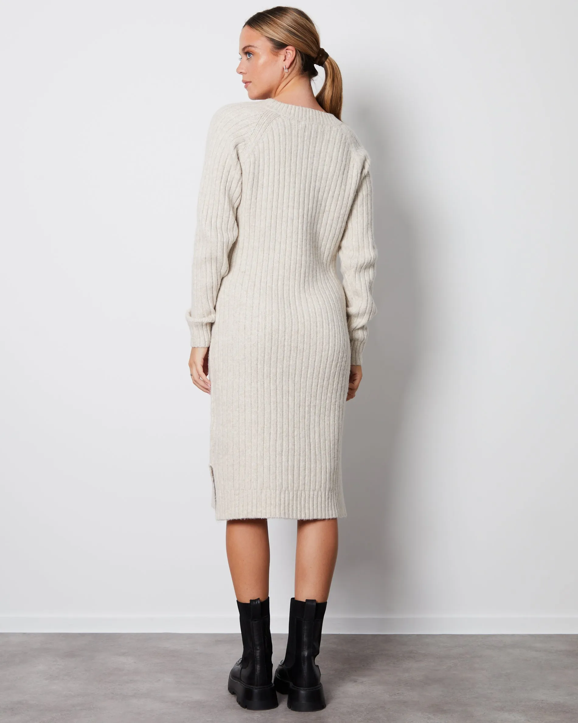 Women's Cream V Neck Knitted Midi Dress sold by Threadbare product image thumbnail 2