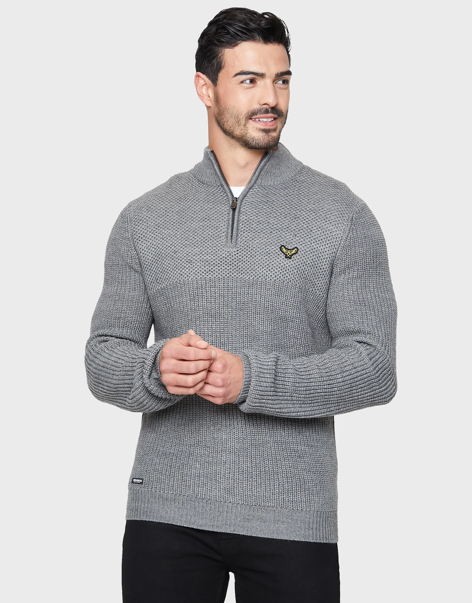 Men's Grey Quarter Zip Jumper sold by Threadbare