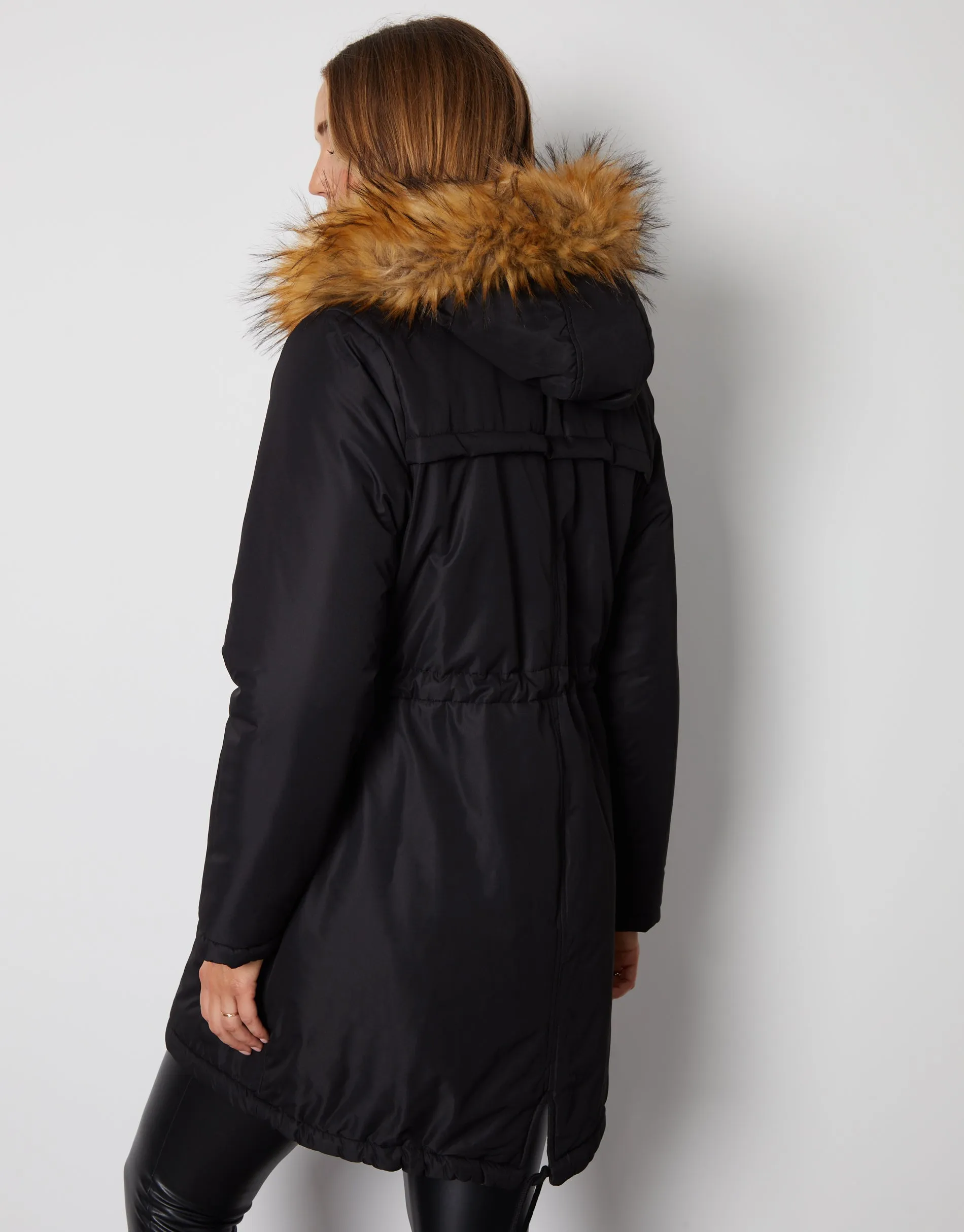 Women's Black & Khaki Reversible Hooded Parka Jacket sold by Threadbare product image thumbnail 2