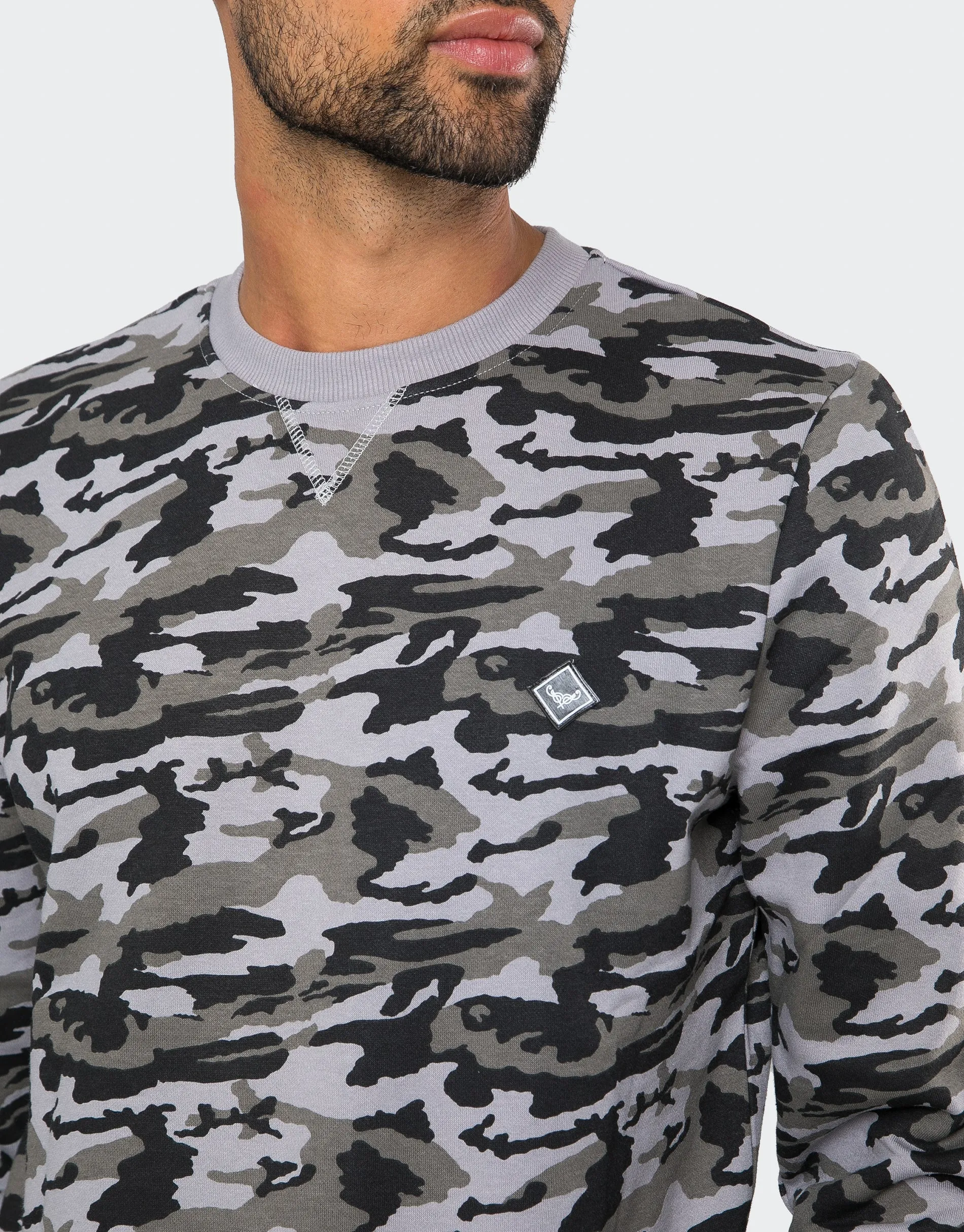 Men's Charcoal Camo Crew Neck Sweatshirt sold by Threadbare product image thumbnail 4