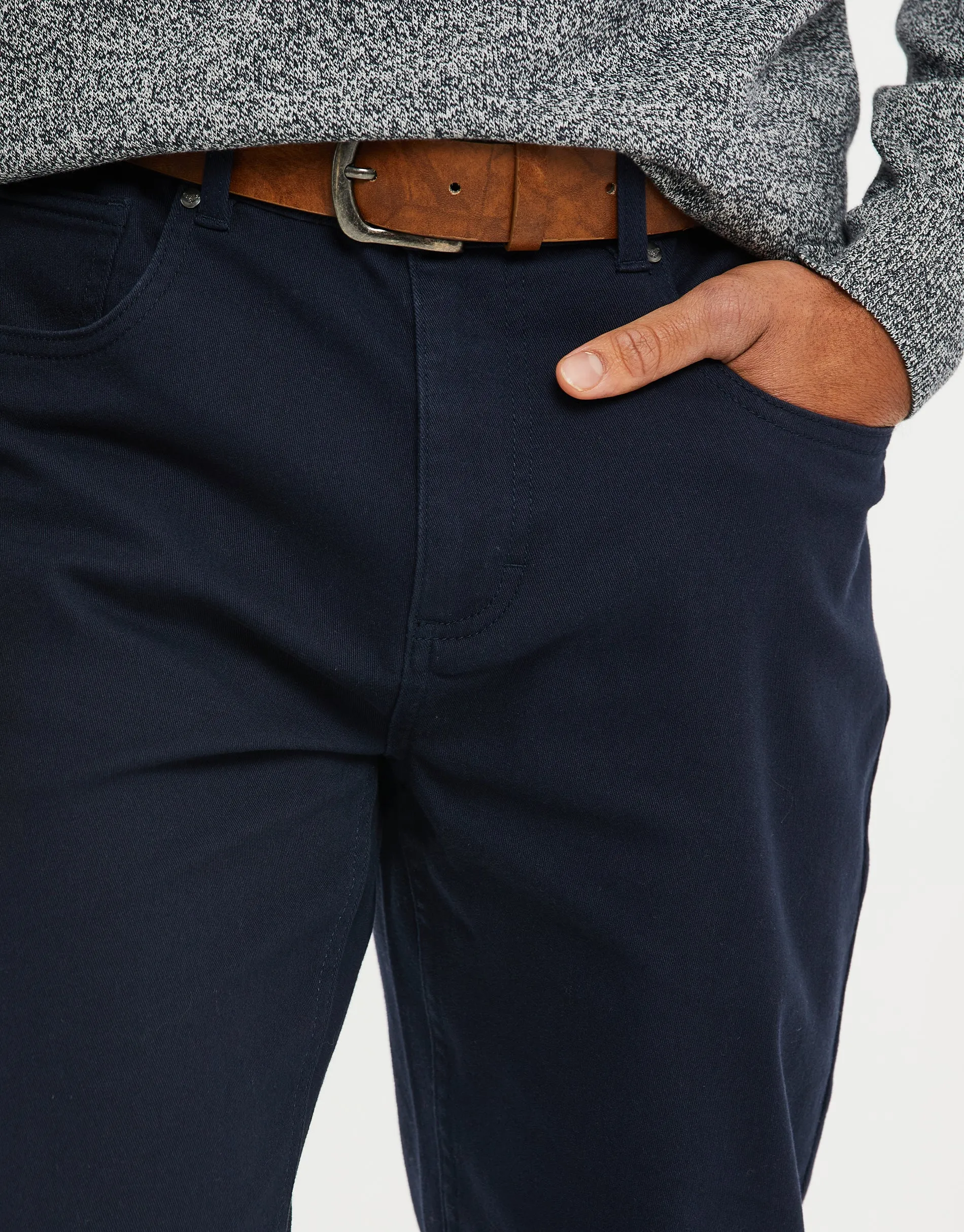 Men's Navy Belted Chino Trousers sold by Threadbare product image thumbnail 4