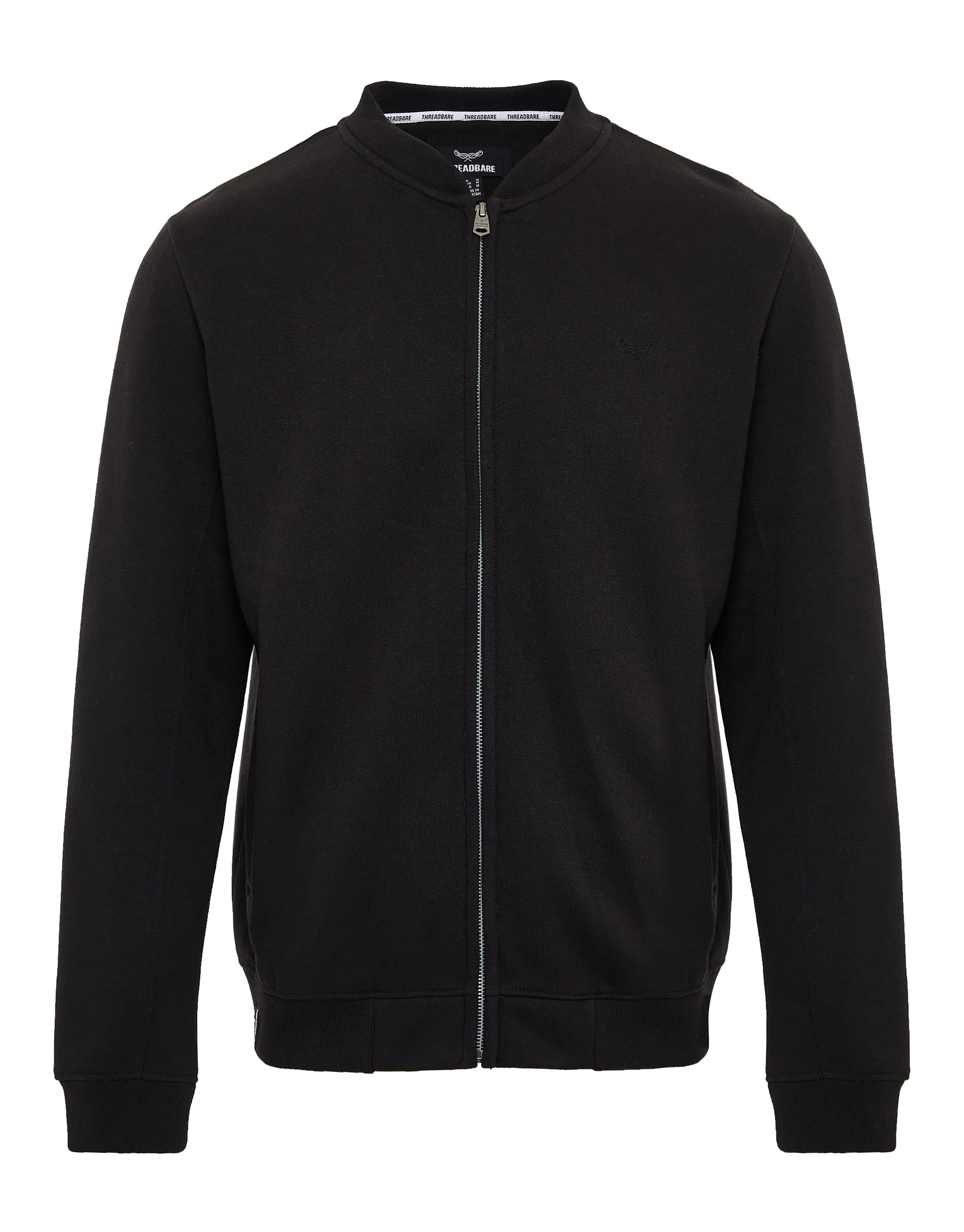 Men's Black Zip Up Fleece Varsity Jacket sold by Threadbare product image thumbnail 5