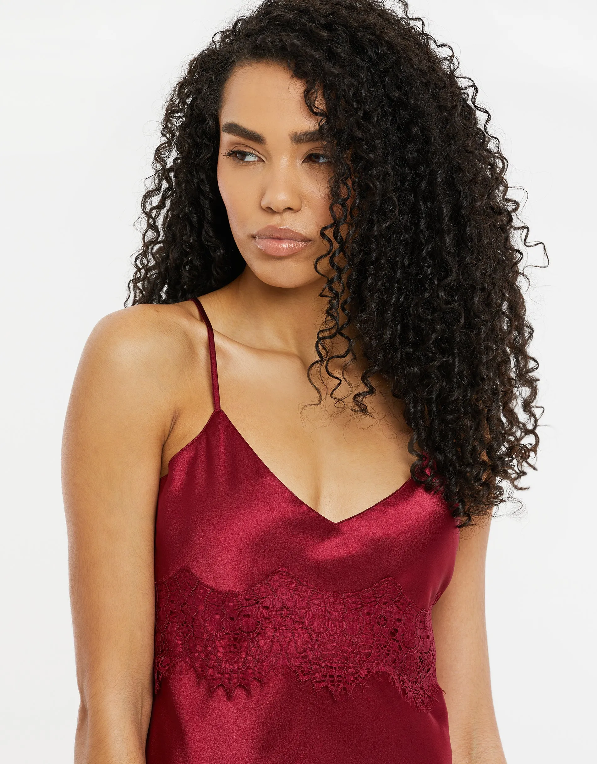 Women's Burgundy Satin Night Dress sold by Threadbare product image thumbnail 4