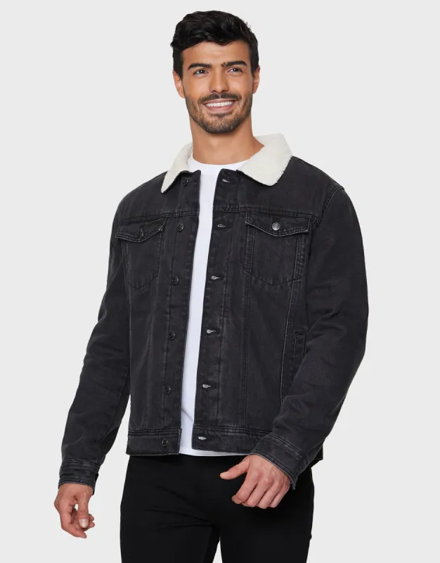 Men's Black Plain Denim Jacket sold by Threadbare