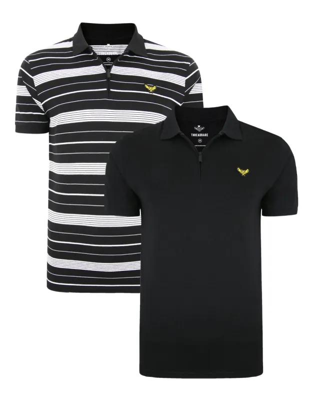 Men's Black Polo Shirts (2 Pack) sold by Threadbare