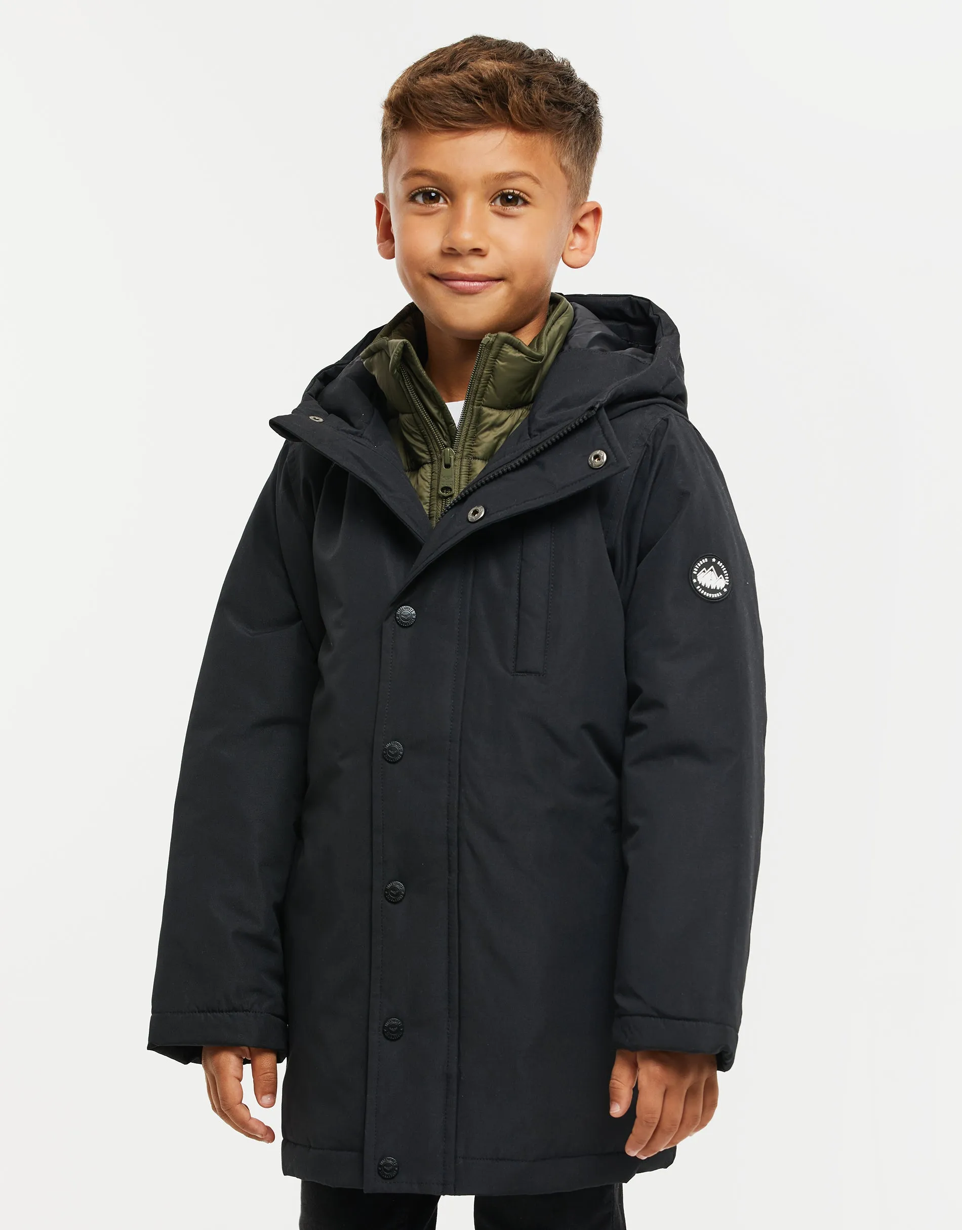 Boys' Black Mock Layer Coat sold by Threadbare product image thumbnail 3