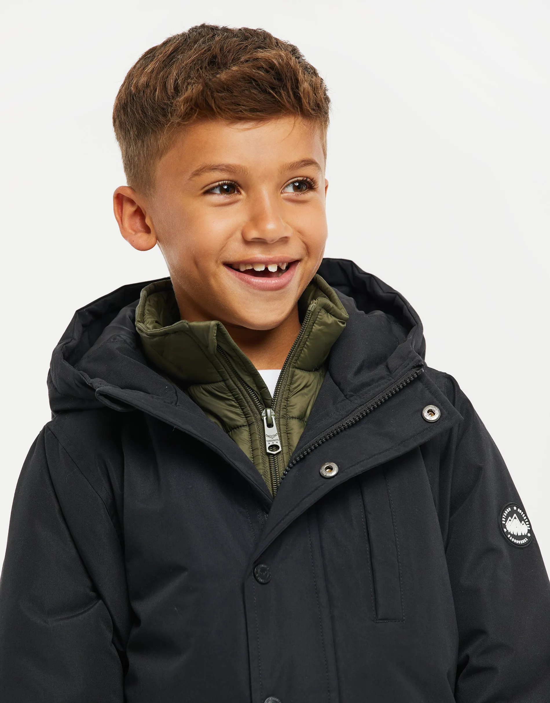 Boys' Black Mock Layer Coat sold by Threadbare product image thumbnail 4