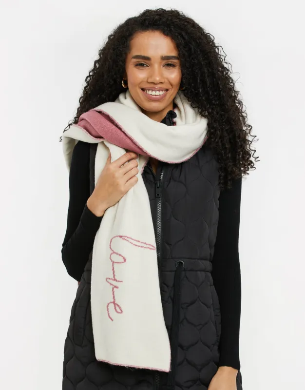 Women's Cream Love Blanket Scarf sold by Threadbare