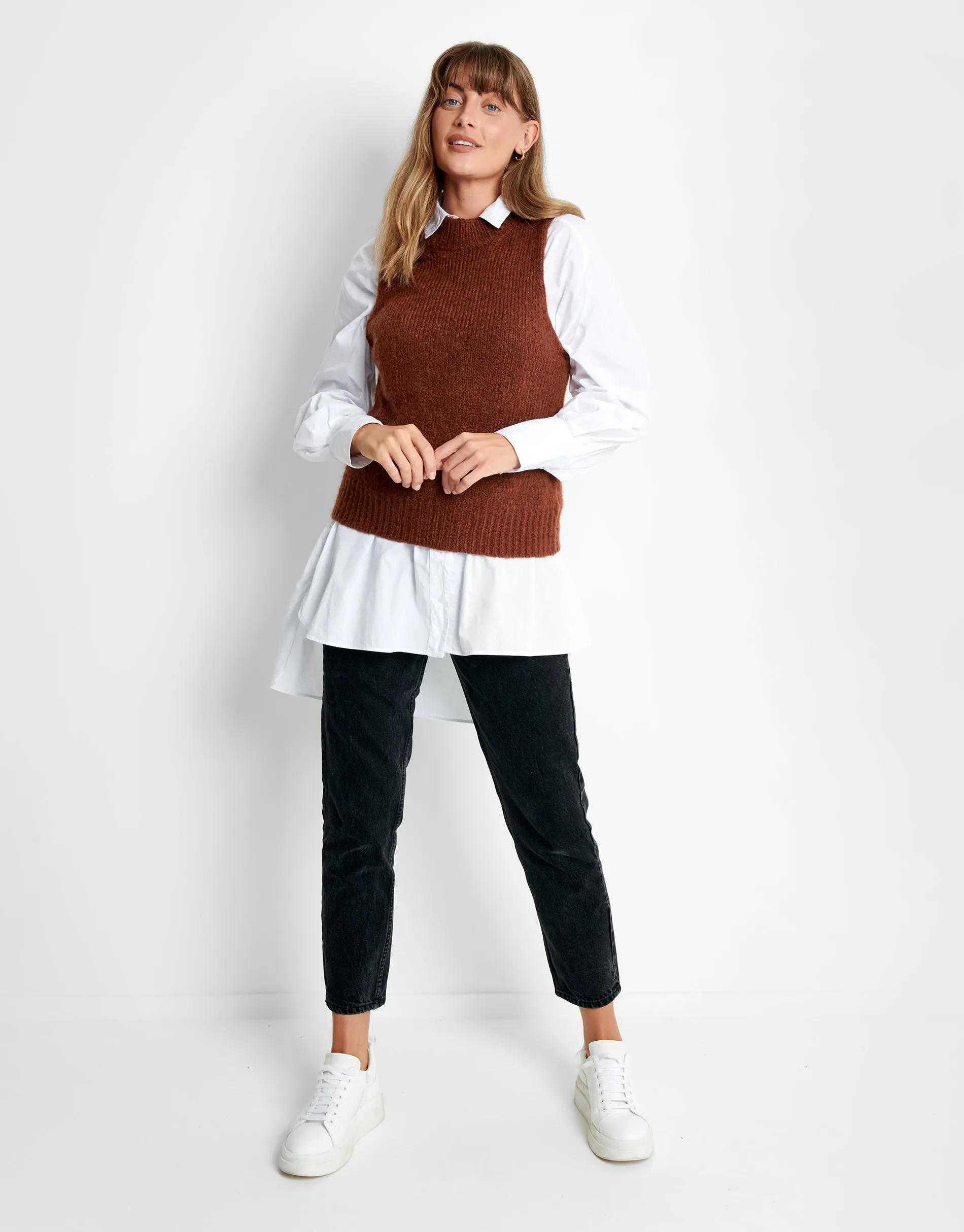 Women's Brown Knitted Sweater Vest sold by Threadbare product image thumbnail 3
