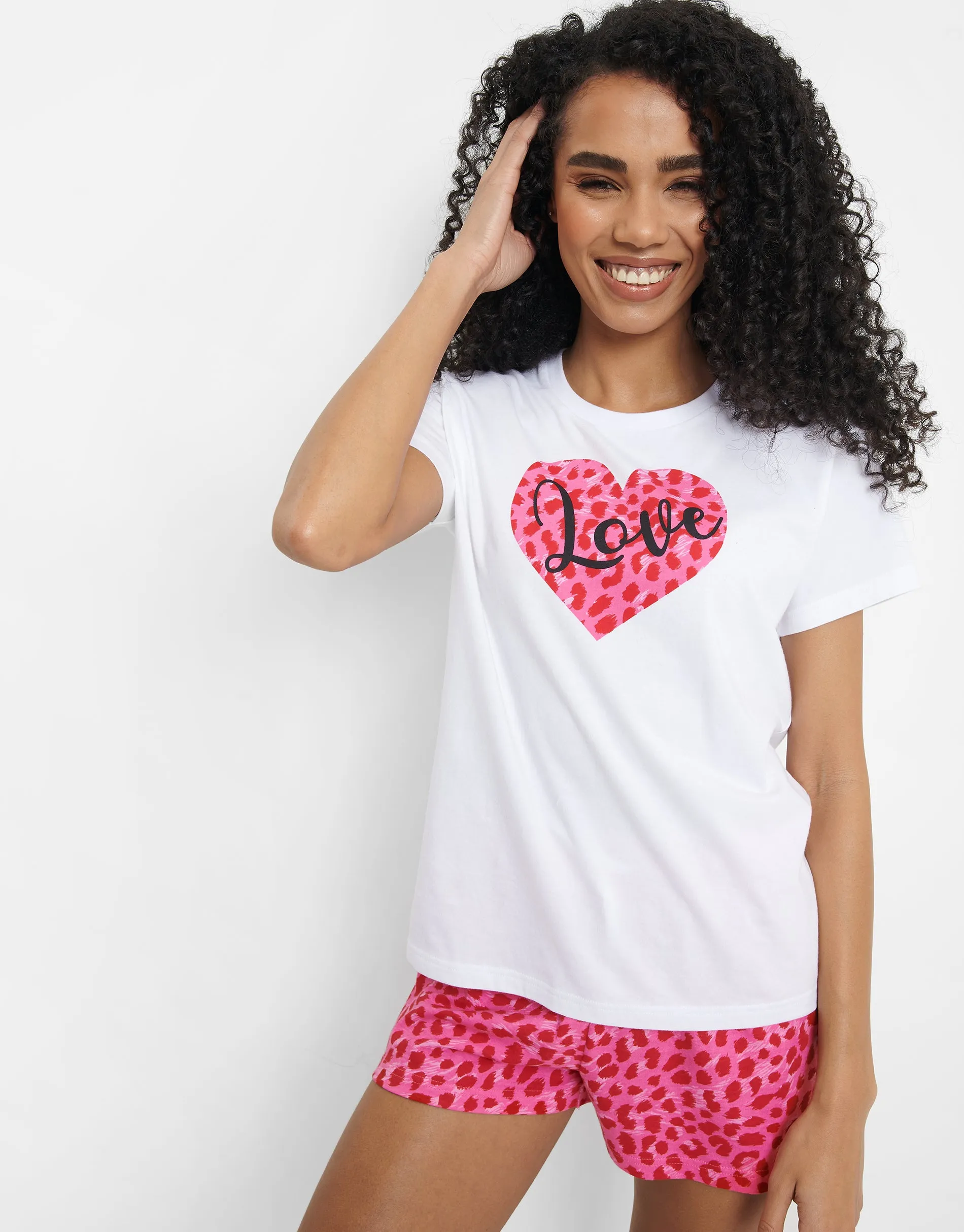 Women's White Heart Pyjamas (2 Piece Set) sold by Threadbare product image thumbnail 2