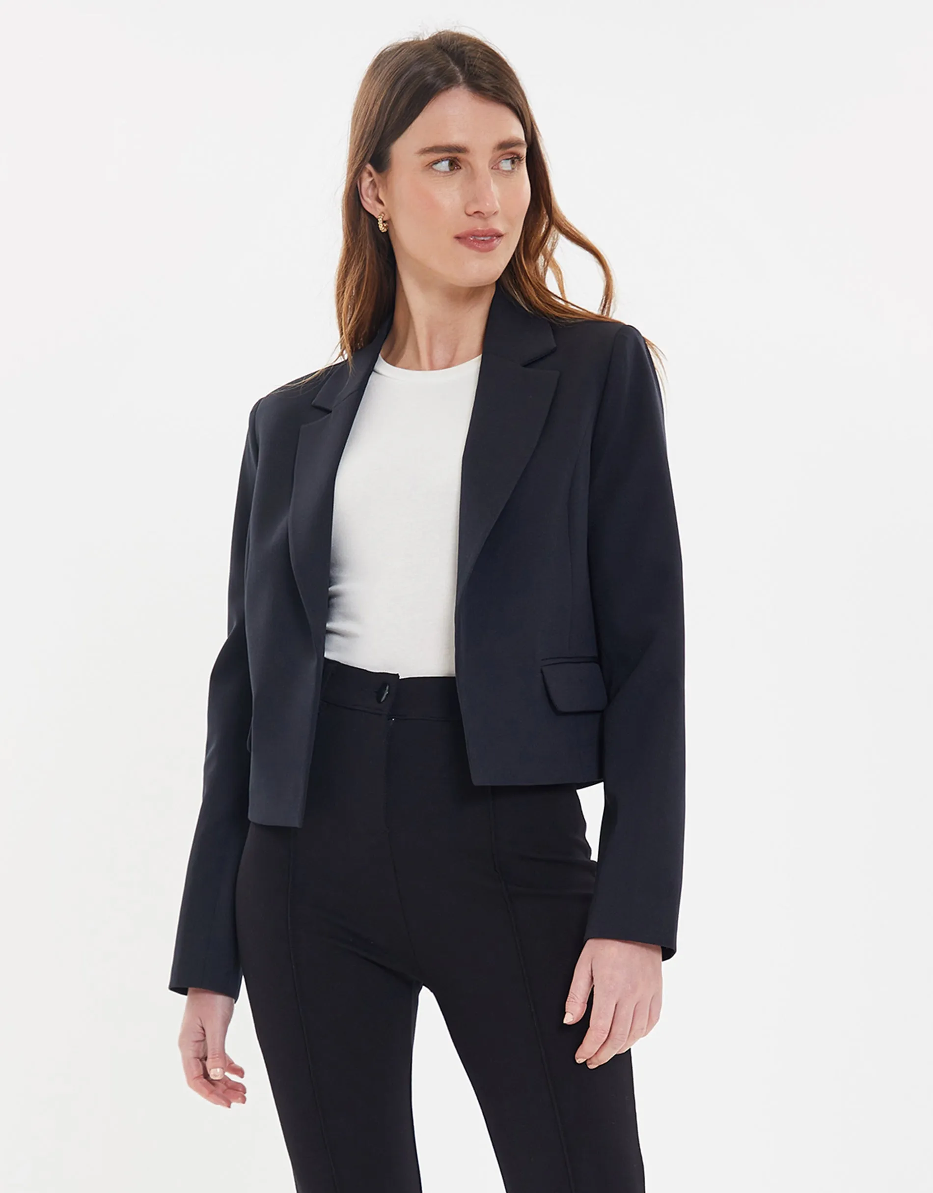 Women's Black Cropped Blazer sold by Threadbare product image thumbnail 3