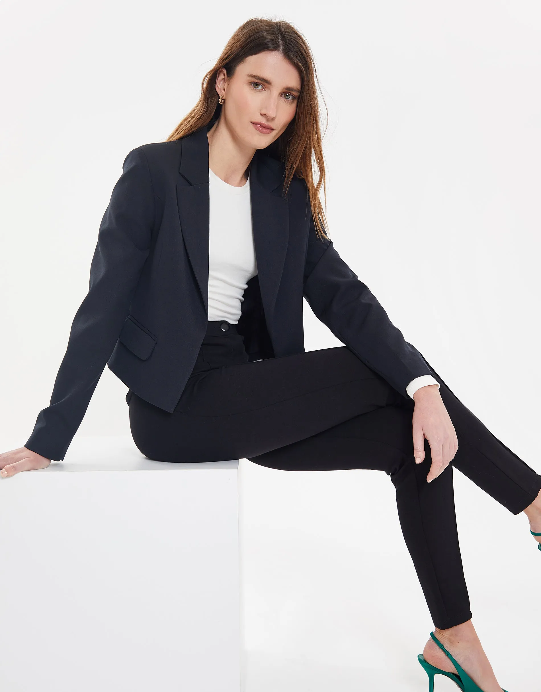 Women's Black Cropped Blazer sold by Threadbare