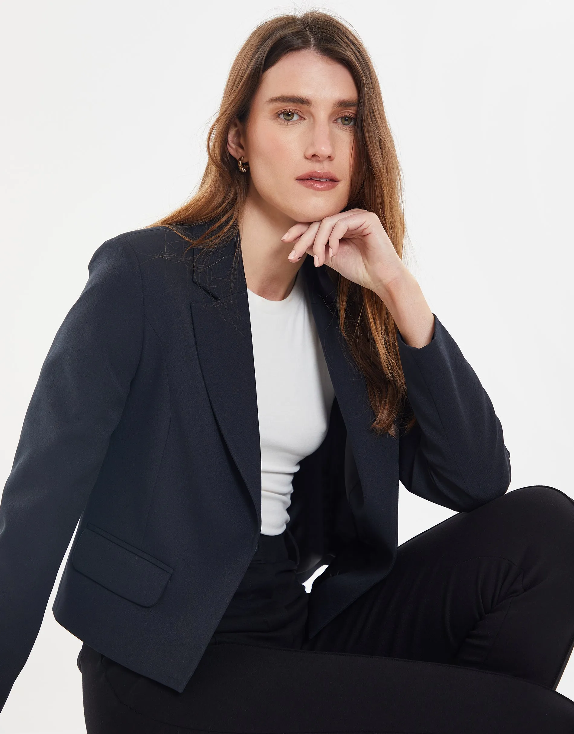 Women's Black Cropped Blazer sold by Threadbare product image thumbnail 4