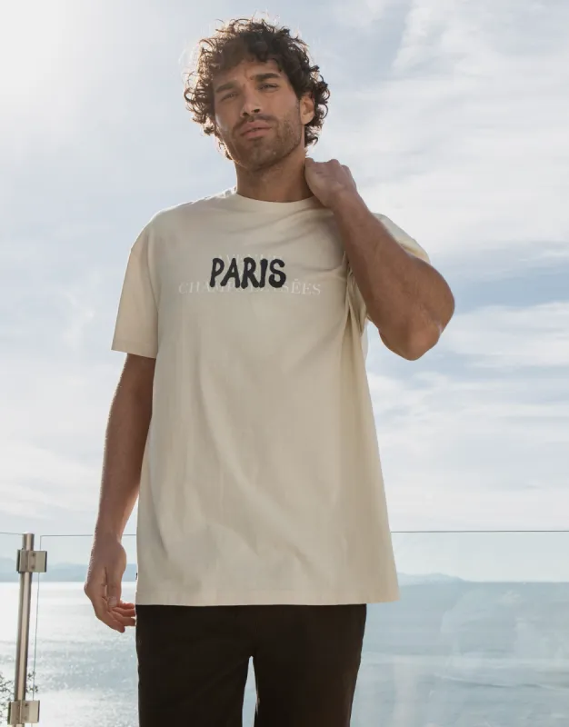Men's Stone Paris Oversized T-Shirt made by Threadbare