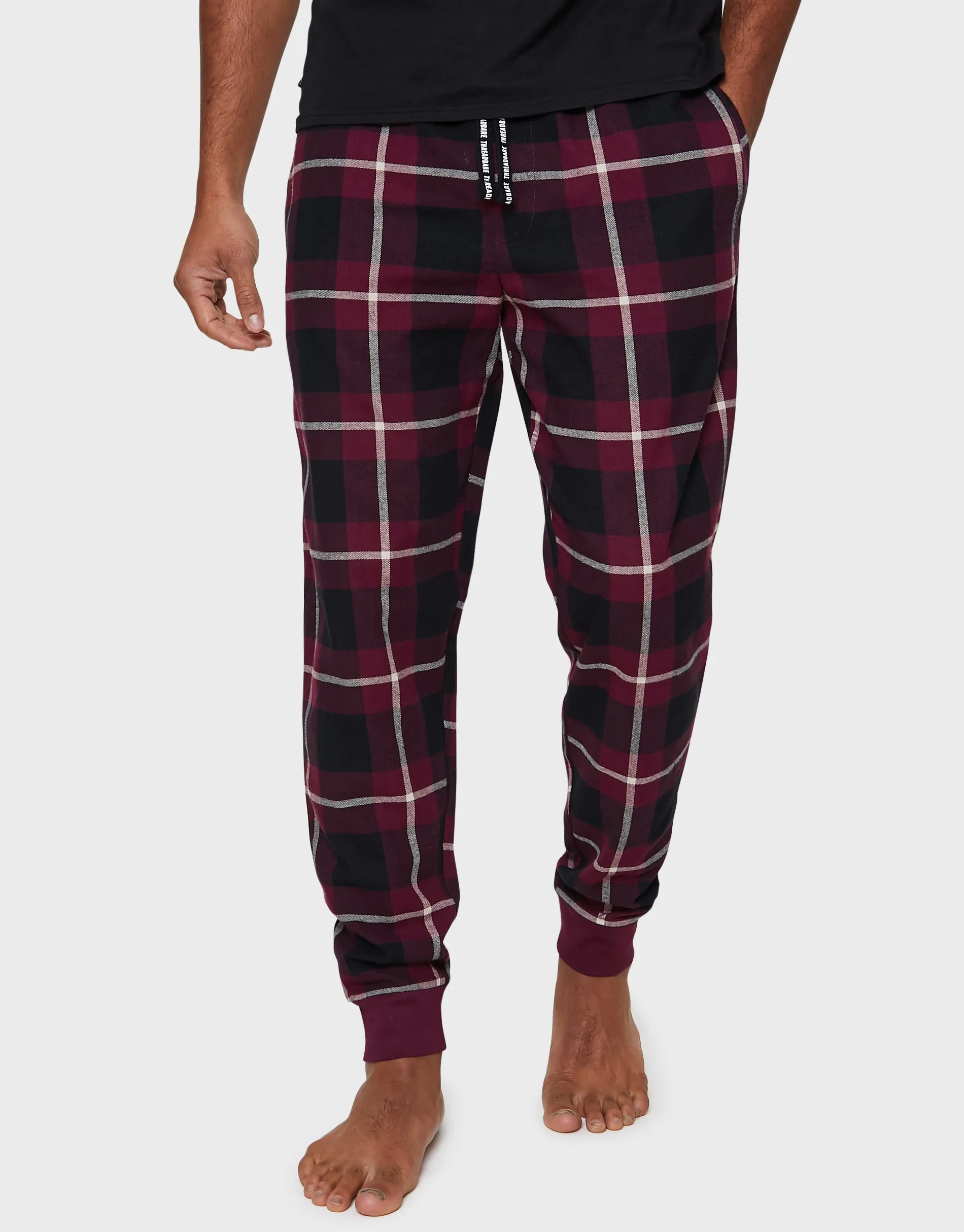 Men's Black & Burgundy Check Pyjama Bottoms (2 Pack) sold by Threadbare product image thumbnail 3